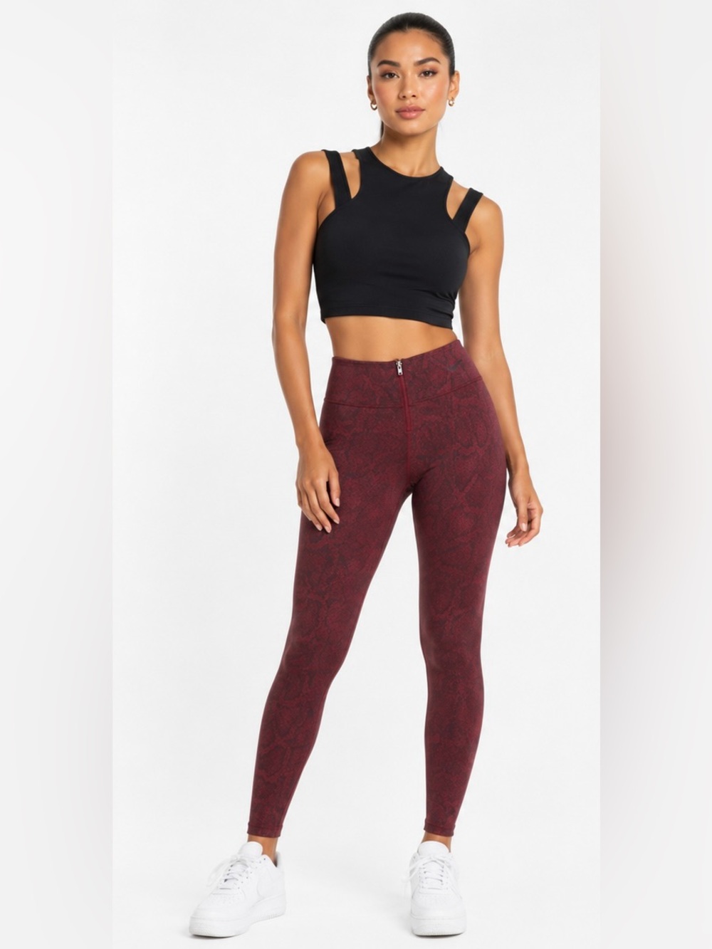 Nike Python Print Leggings in Burgundy/Black